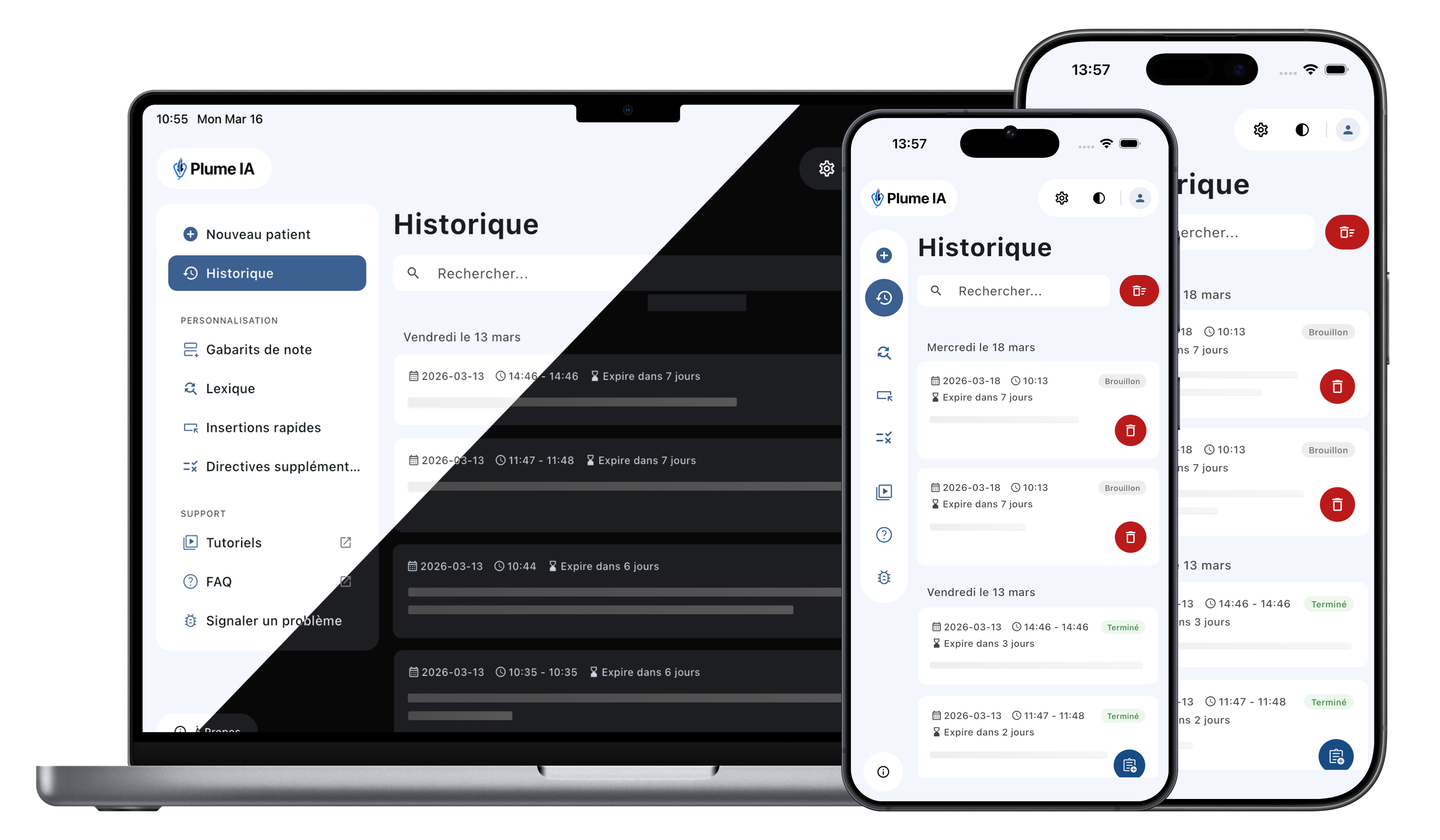 Application Plume IA sur mobile